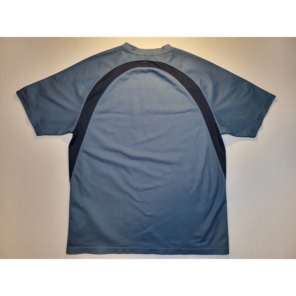 Vintage Y2K Nike Blue Yellow Swoosh Casual Short Sleeve Grey Tag Crewneck Size L - Picture 4 of 6